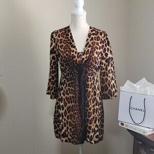 Leopard Print 3/4 Sleeve Dress Size Med NWT
